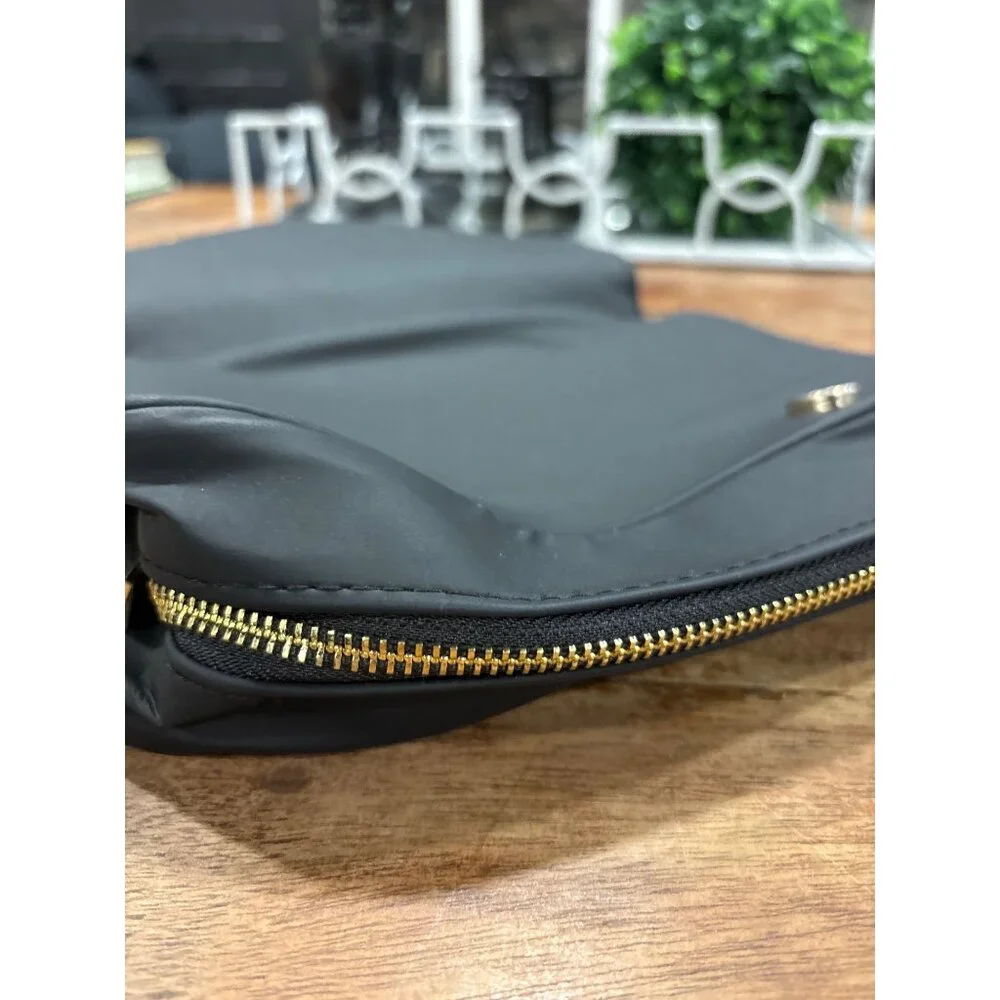 Versace Parfums Black Nylon Crossbody Bag With Gold Medusa Logo Greek Key Strap - Picture 5 of 15
